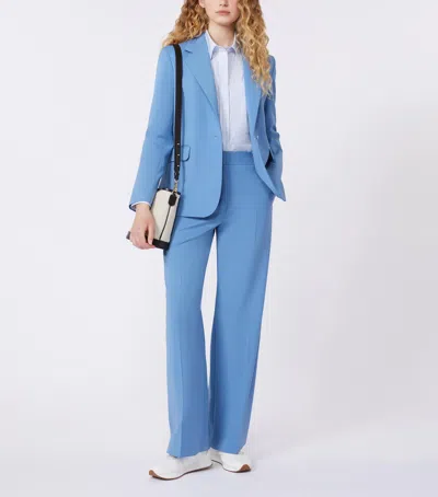Weekend Max Mara Tailored Suit Jacket Buttoned Cuffs Flap Pockets In Blue