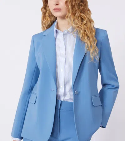 Weekend Max Mara Tailored Suit Jacket Buttoned Cuffs Flap Pockets In Blue