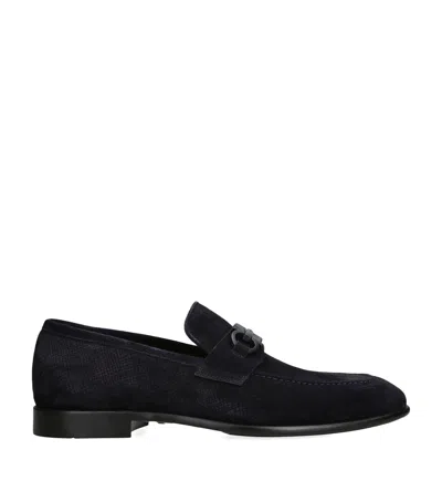 Ferragamo Gancini-buckle Loafers In Blue