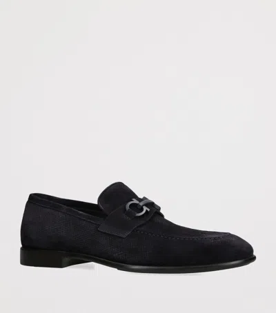 Ferragamo Gancini-buckle Loafers In Blue