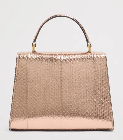 Valentino Small Vsling Laminated Elaphe Leather Top Handle Bag In Rose Gold