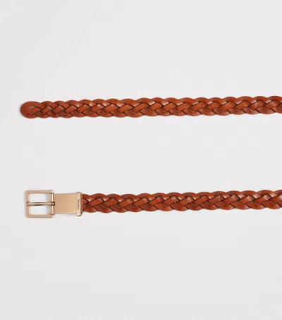 Max Mara Leather Woven Belt In Red