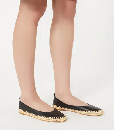 Max Mara Leather Espadrilles In Black