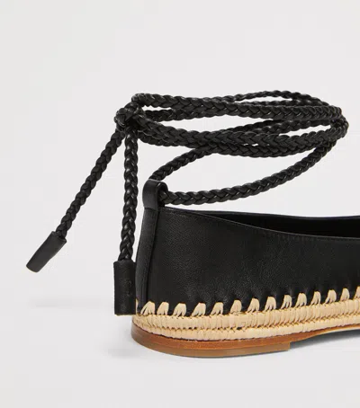 Max Mara Leather Espadrilles In Black