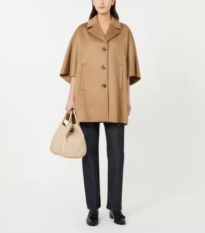 Max Mara Cashmere Oversized Cape In Beige