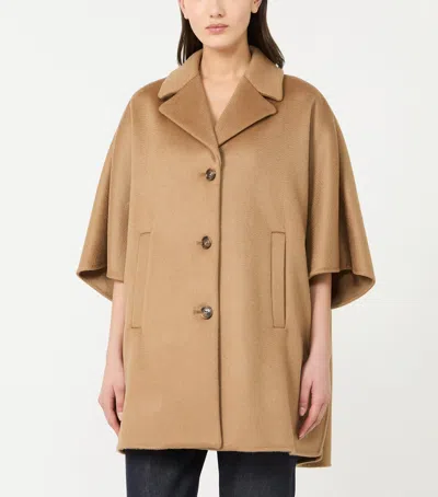 Max Mara Cashmere Oversized Cape In Beige