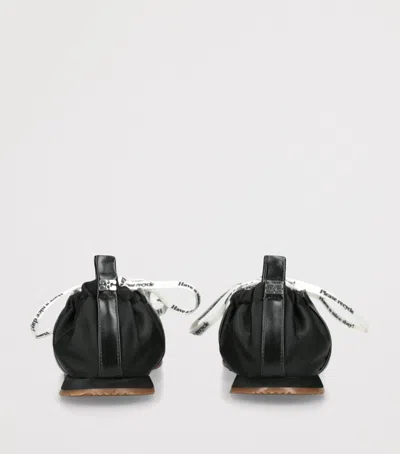 Ganni Sporty Nylon Ballerina Sneakers Lace Up In Black