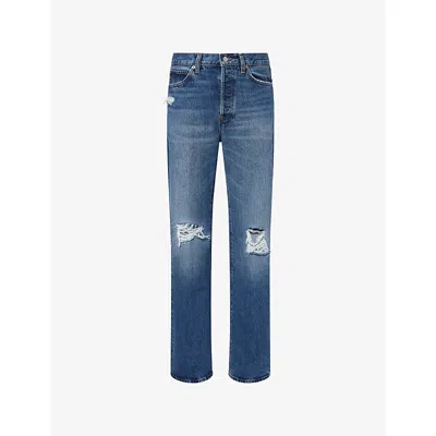 Frame The Vertical High Waist Relaxed Straight Leg Jeans In Voltage
