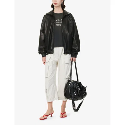 Acne Studios Womens  Lemmy Collared Leather Jacket In Black