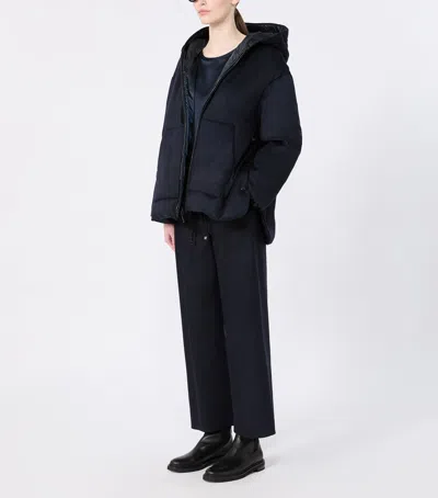 Max Mara Wool-blend Drawstring Trousers In Navy