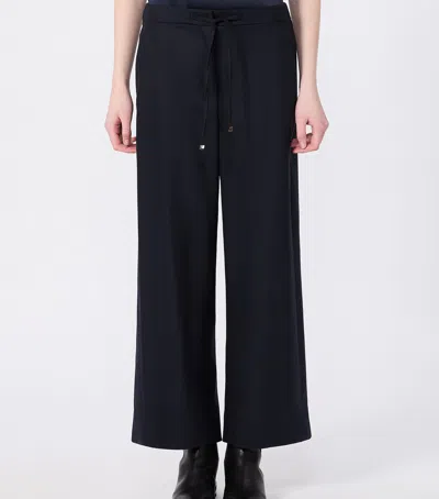 Max Mara Wool-blend Drawstring Trousers In Navy
