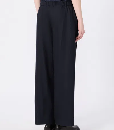 Max Mara Wool-blend Drawstring Trousers In Navy