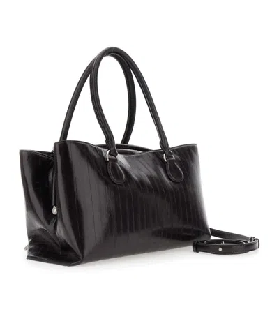 Osoi Shell Brot Lizard-effect Leather Shoulder Bag In Black