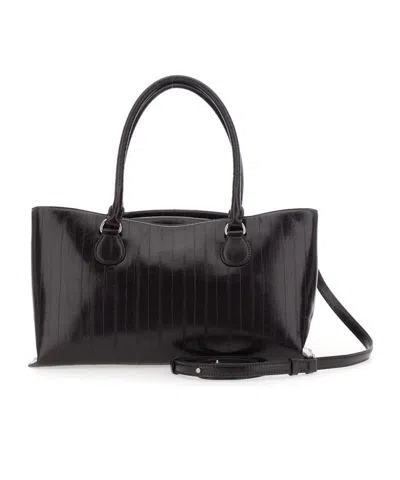 Osoi Shell Brot Lizard-effect Leather Shoulder Bag In Black