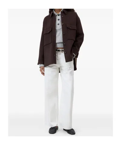 Closed Wool Blend Oversized Shirt Jacket In Brown