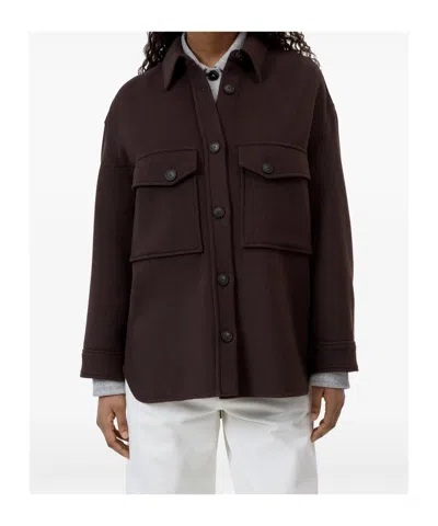 Closed Wool Blend Oversized Shirt Jacket In Brown