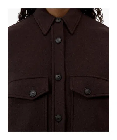 Closed Wool Blend Oversized Shirt Jacket In Brown