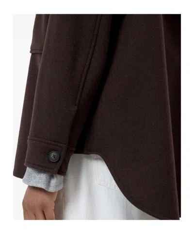 Closed Wool Blend Oversized Shirt Jacket In Brown