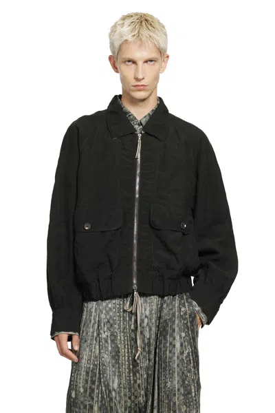 Ziggy Chen Puppytooth Cropped Aviator Jacket In Black
