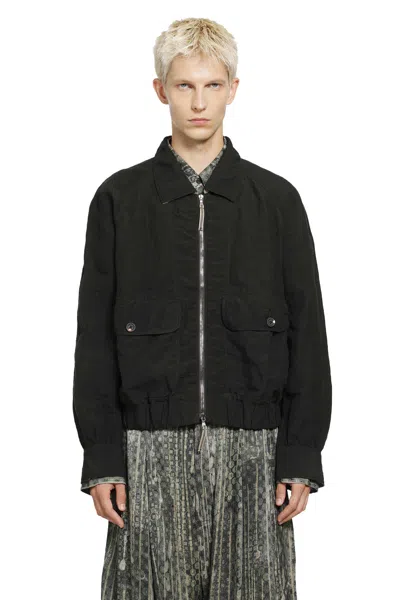 Ziggy Chen Puppytooth Cropped Aviator Jacket In Black