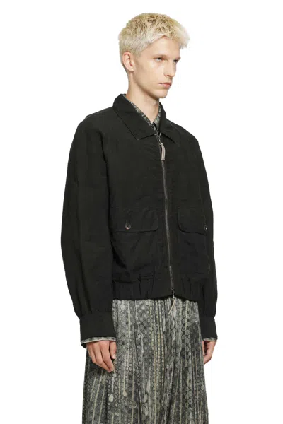 Ziggy Chen Puppytooth Cropped Aviator Jacket In Black