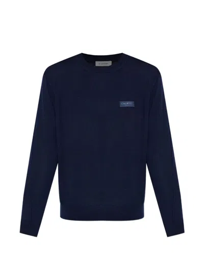 Givenchy Logo Patch Knitted Jumper In Blue