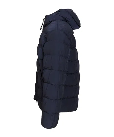 C.p. Company C.p.company Total Eclipse Shell Padded Hooded Lens Jacket In Blue