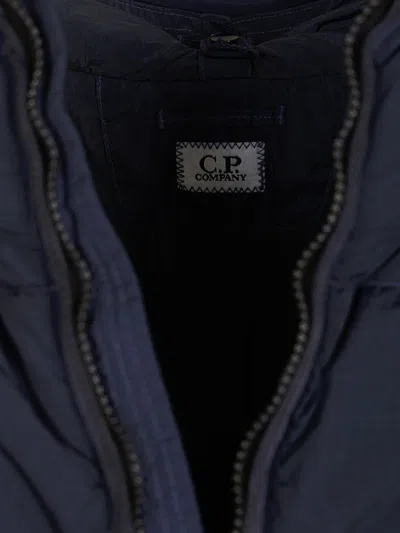 C.p. Company C.p.company Total Eclipse Shell Padded Hooded Lens Jacket In Blue