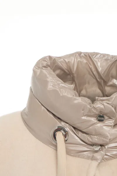 Herno Drawstring High Collar Cape In Neutral