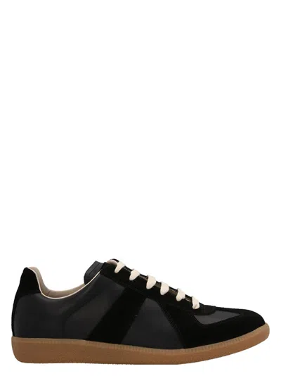 Maison Margiela Replica Suede Leather Gum Sole Sneakers In Black