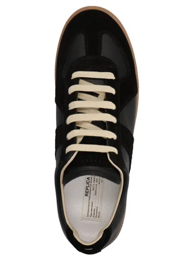 Maison Margiela Replica Suede Leather Gum Sole Sneakers In Black
