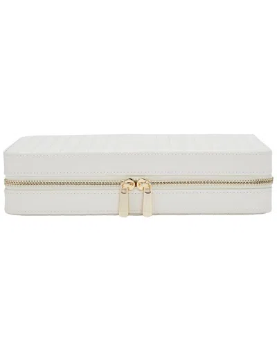 Wolf Maria Large Quilted Leather Zip Jewelry Case In White