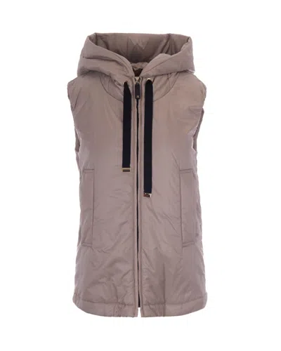Max Mara The Cube Beige Solid Hood Jacket In Gray