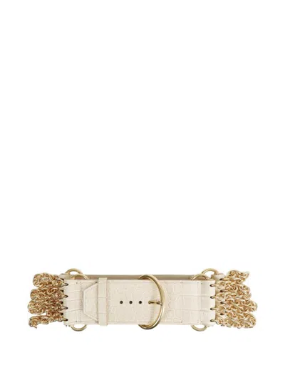 Chloé Camera Croc-effect Chain Belt In White