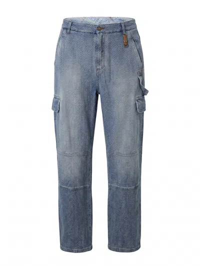 Ermanno Scervino Jacquard-pattern Cargo Jeans In Blue