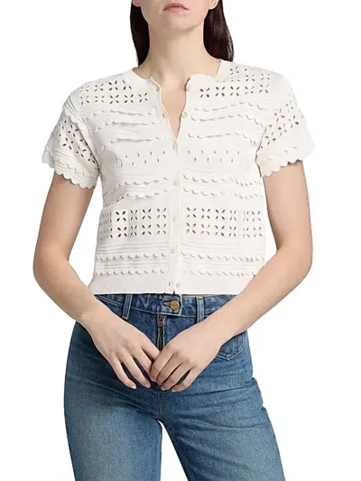 Ulla Johnson Abriana Eyelet Knit Cardigan In Ivory In White