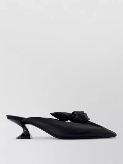 Lanvin Midnight Step Bow Leather Mule With Heel In Blue