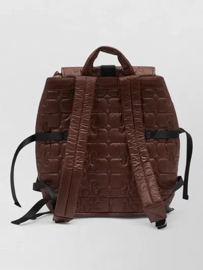 Ganni Tech Quilted Backpack Polyamide Top Handle In Red