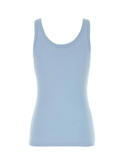 Prada Light Blue Cotton Tank Top In Blue