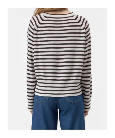Closed Long-sleeved Striped Pullover In Neutral
