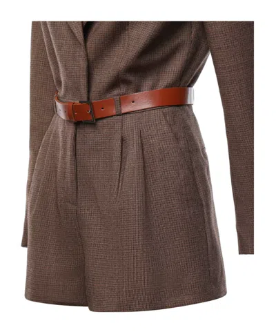 Dondup Belted Check-pattern Jumpsuit In Brown