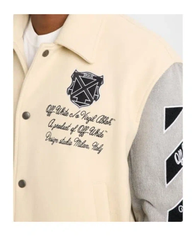 Off-white Logo-embroidered Varsity Jacket In Gray