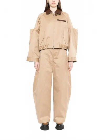 Sacai Cut-out Collared Jacket In Brown