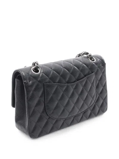 Chanel Black Quilted Caviar Leather Classic Double Flap 26 In Black