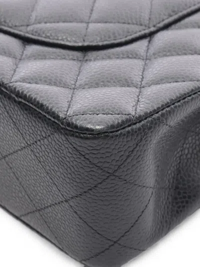 Chanel Black Quilted Caviar Leather Classic Double Flap 26 In Black