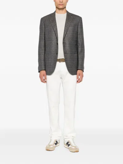 Corneliani Check-pattern Single-breasted Blazer In Gray
