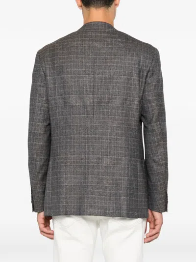Corneliani Check-pattern Single-breasted Blazer In Gray