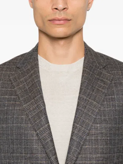 Corneliani Check-pattern Single-breasted Blazer In Gray