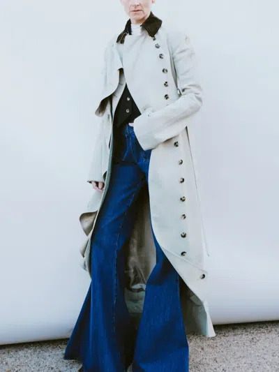 A.w.a.k.e. Cotton-blend Bib-front Structured Trench Coat In Green