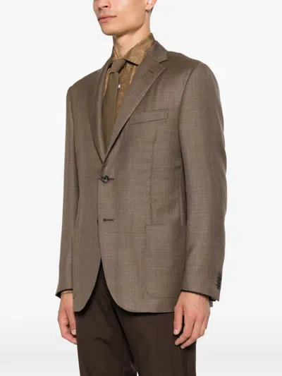 Corneliani Notched-lapels Single-breasted Blazer In Brown